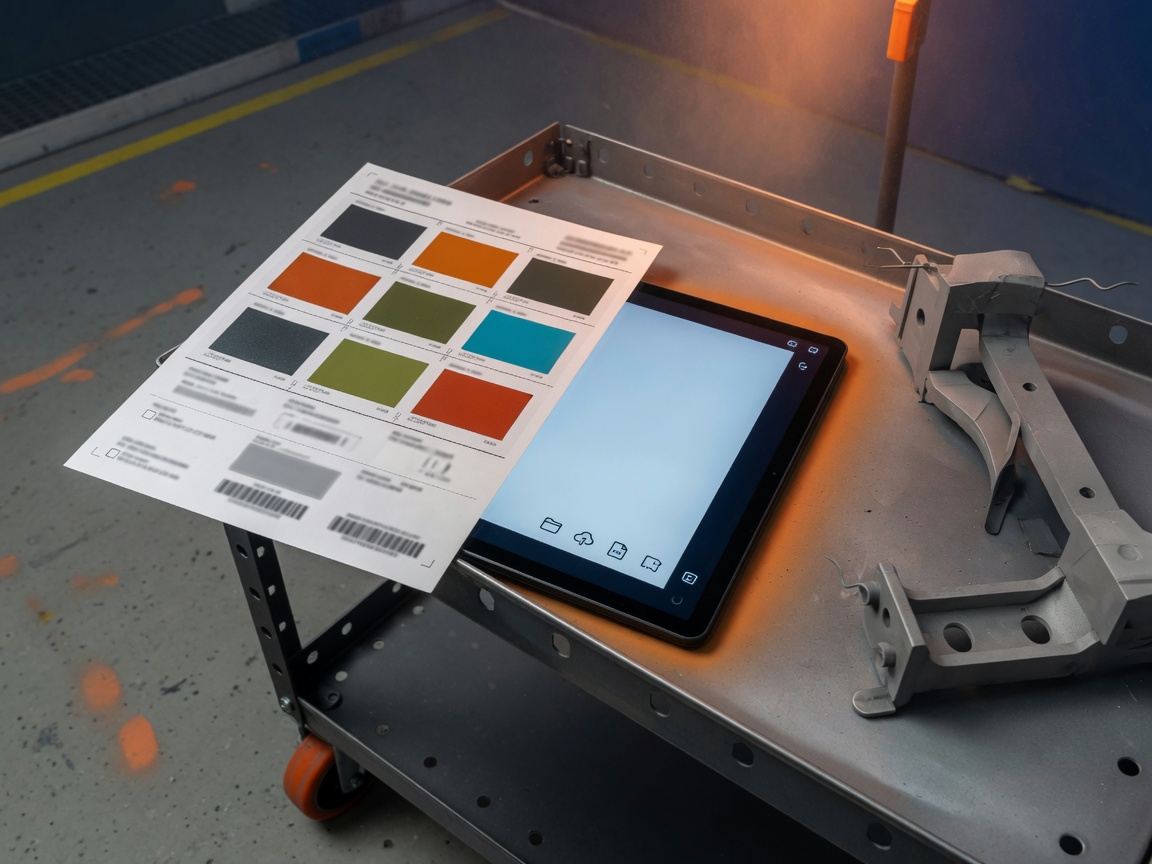 Printed work ticket and tablet export ready for the coating booth